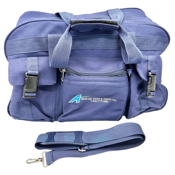 Shugon Blue Travel Duffel Bag Detachable Strap Multiple Compartments 19x11x9 - Picture 1 of 14